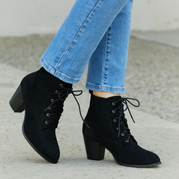 DDK Forever Fall Lace-Up Heeled Booties - Picture 1 of 6